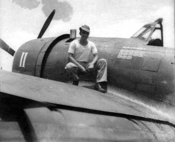 E.J. Sparkman on Gerald Johnson's P-47wing