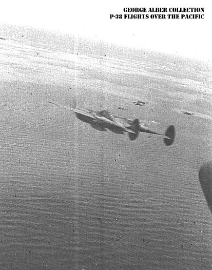 P-38s in formation over the Pacific