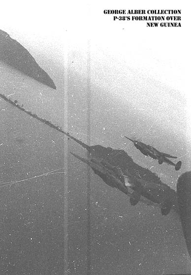 P-38s formation over New Guinea