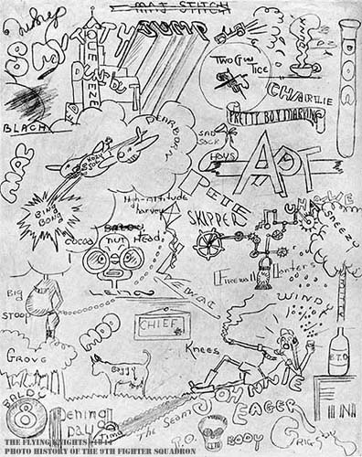 Sketch by Richard C. Kirkland, 9FS fighter pilot