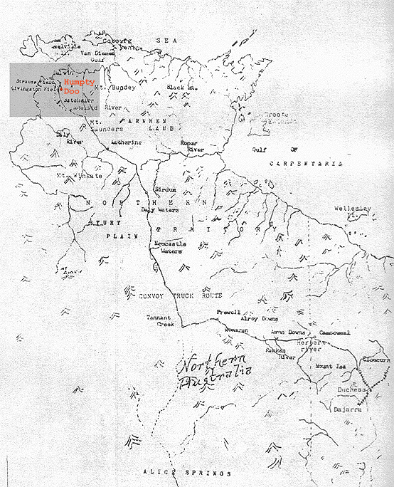 Map location for Humpty Doo